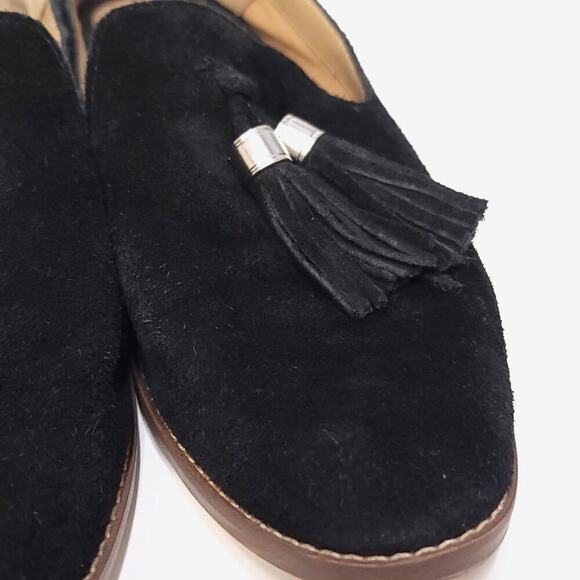 Franco Sarto Flat Loafers Size 7.5 Black Leather Shoes Women's Suede Used - Picture 2 of 13